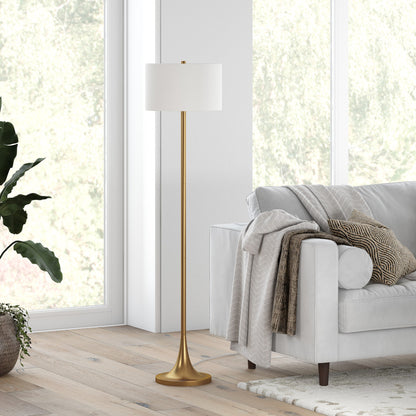Brass Floor Lamp w/ White Shade