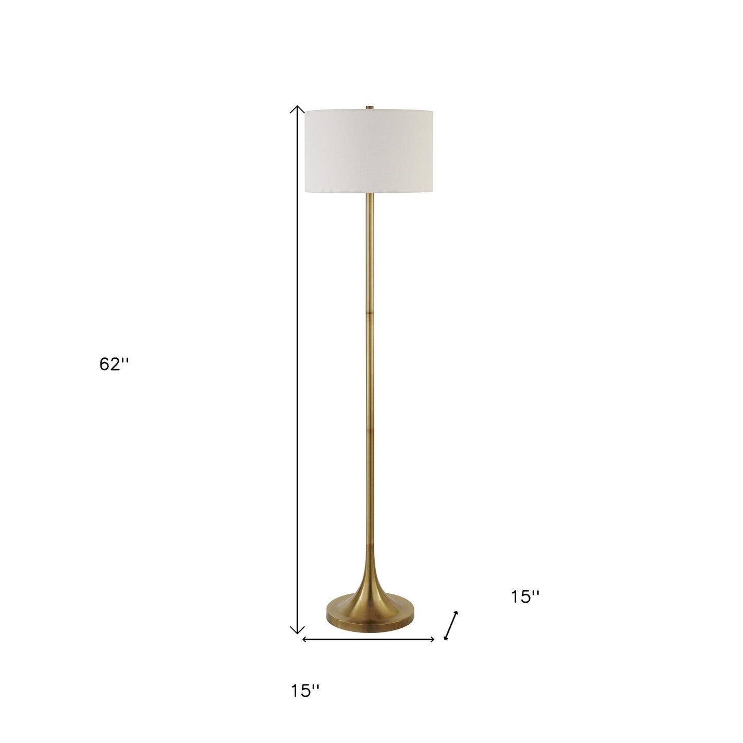Brass Floor Lamp w/ White Shade