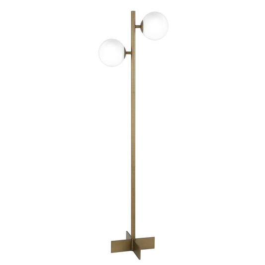 Brass 2-Light Tree Floor Lamp w/ Shade