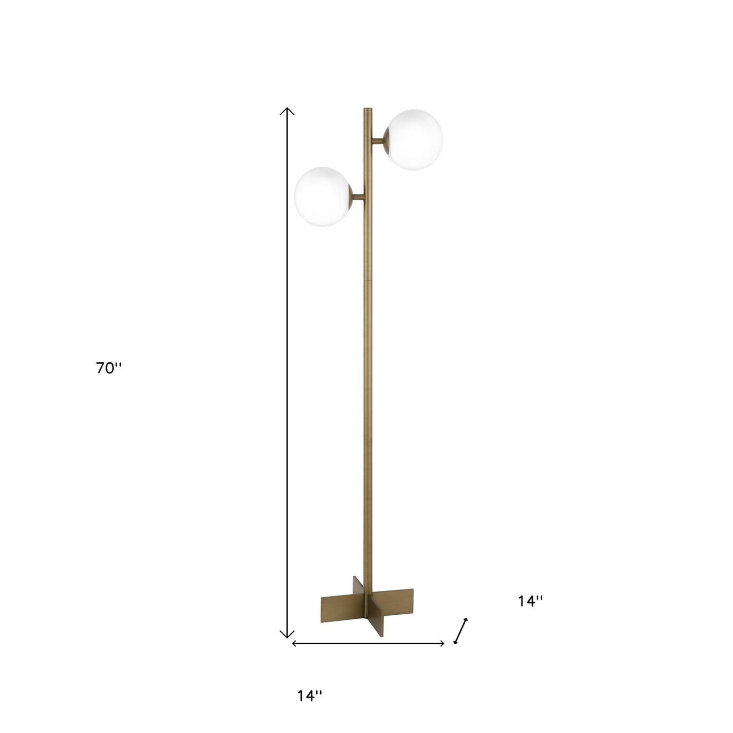 Brass 2-Light Tree Floor Lamp w/ Shade