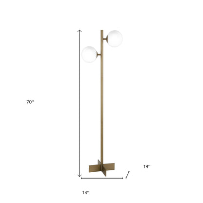 Brass 2-Light Tree Floor Lamp w/ Shade