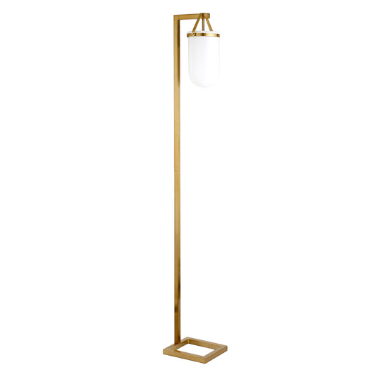 Brass Floor Lamp w/ White Shade