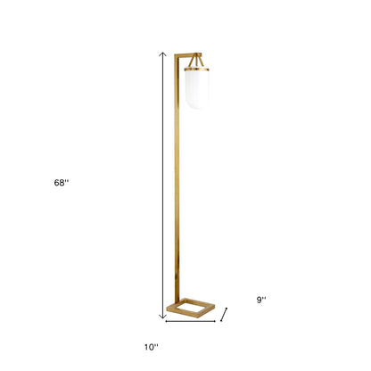 Brass Floor Lamp w/ White Shade