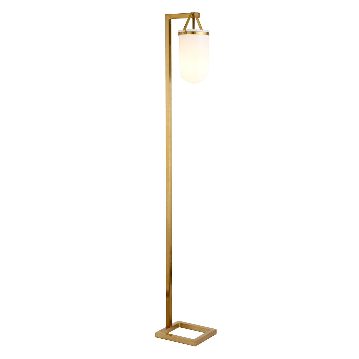 Brass Floor Lamp w/ White Shade