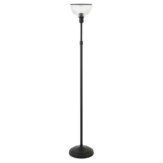 Black Floor Lamp w/ Clear Glass Shade
