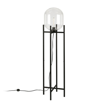 Black Floor Lamp w/ Clear Glass Shade