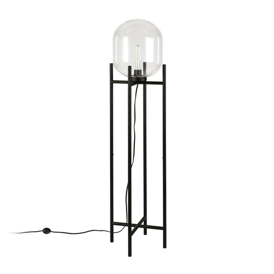 Black Floor Lamp w/ Clear Glass Shade