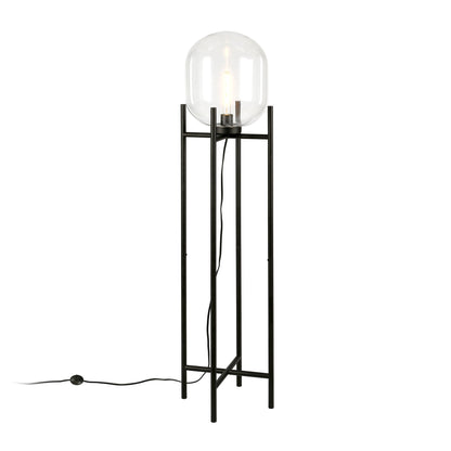 Black Floor Lamp w/ Clear Glass Shade