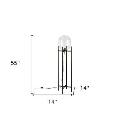 Black Floor Lamp w/ Clear Glass Shade