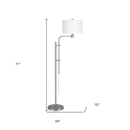 Nickel Adjustable Floor Lamp w/ Shade