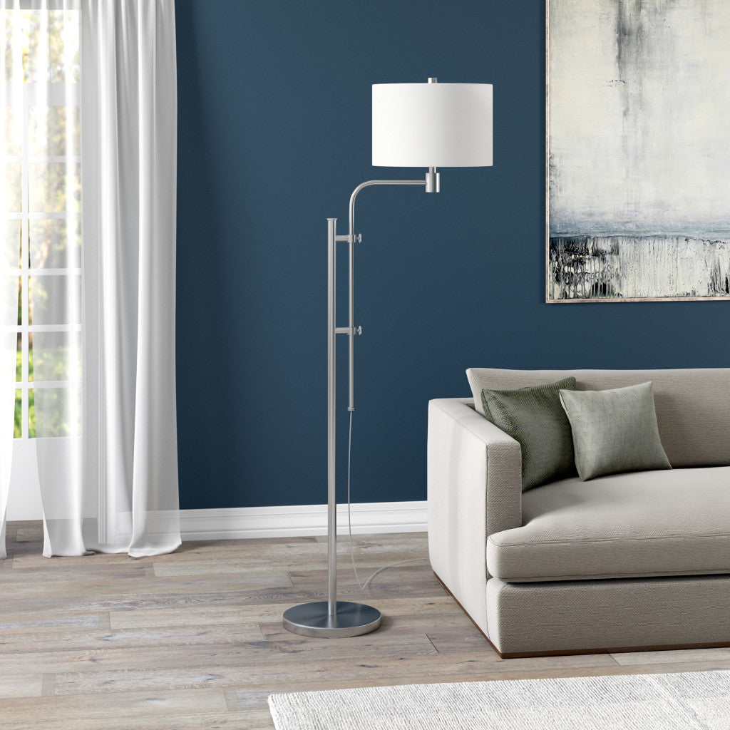 Nickel Adjustable Floor Lamp w/ Shade