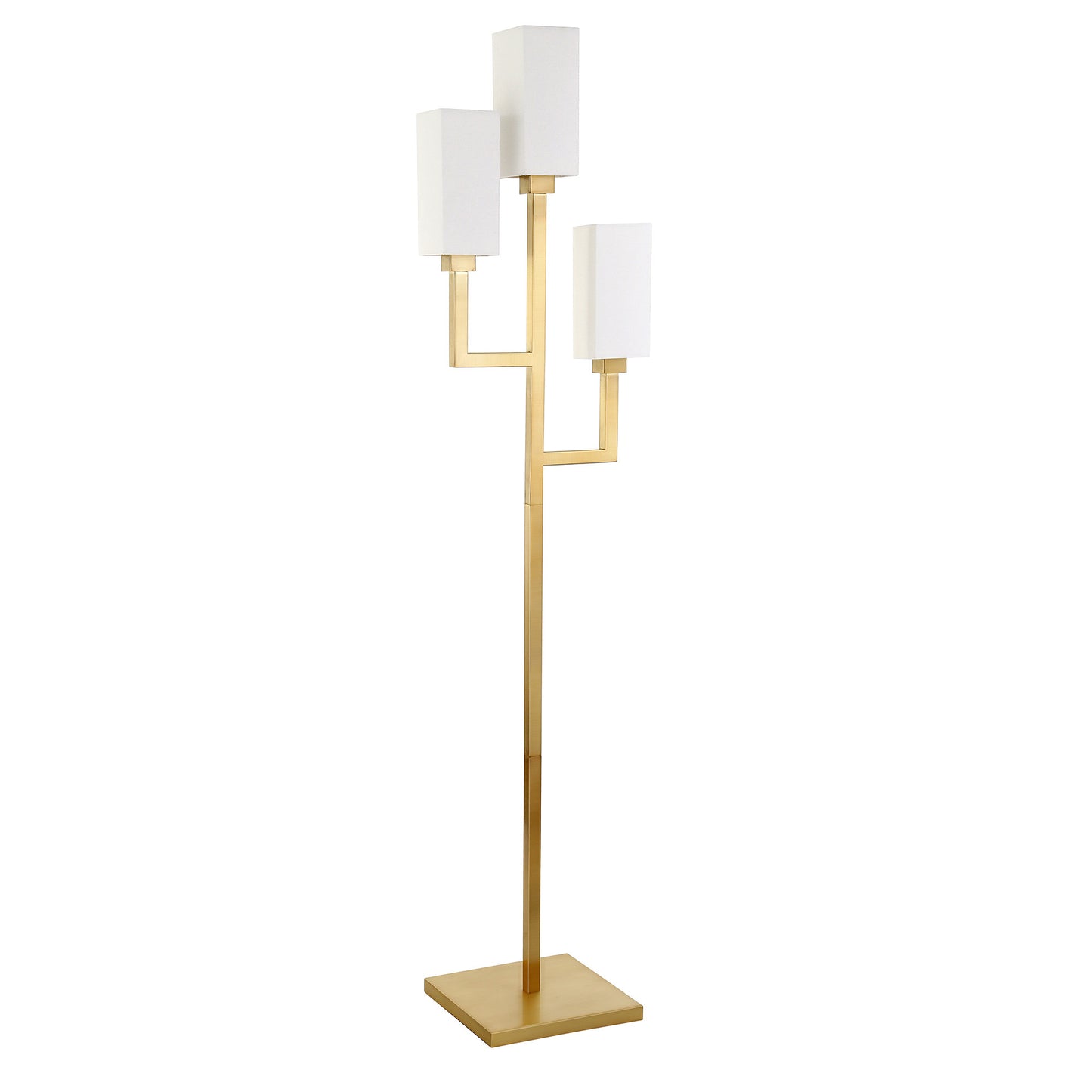Brass 3-Light Torchiere Floor Lamp w/ Shade