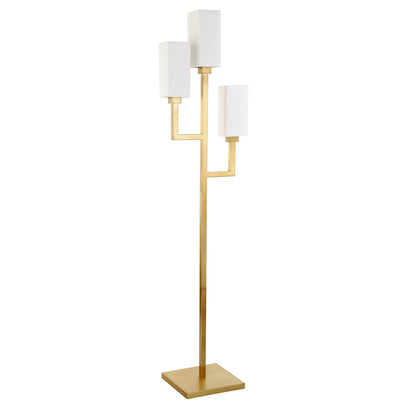 Brass 3-Light Torchiere Floor Lamp w/ Shade
