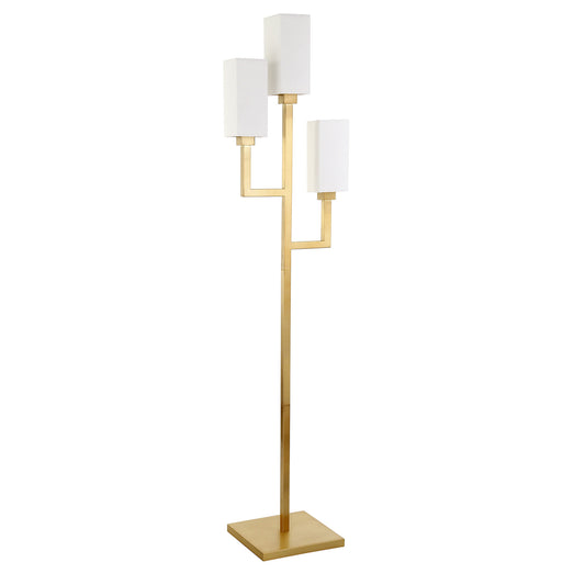 Brass 3-Light Torchiere Floor Lamp w/ Shade