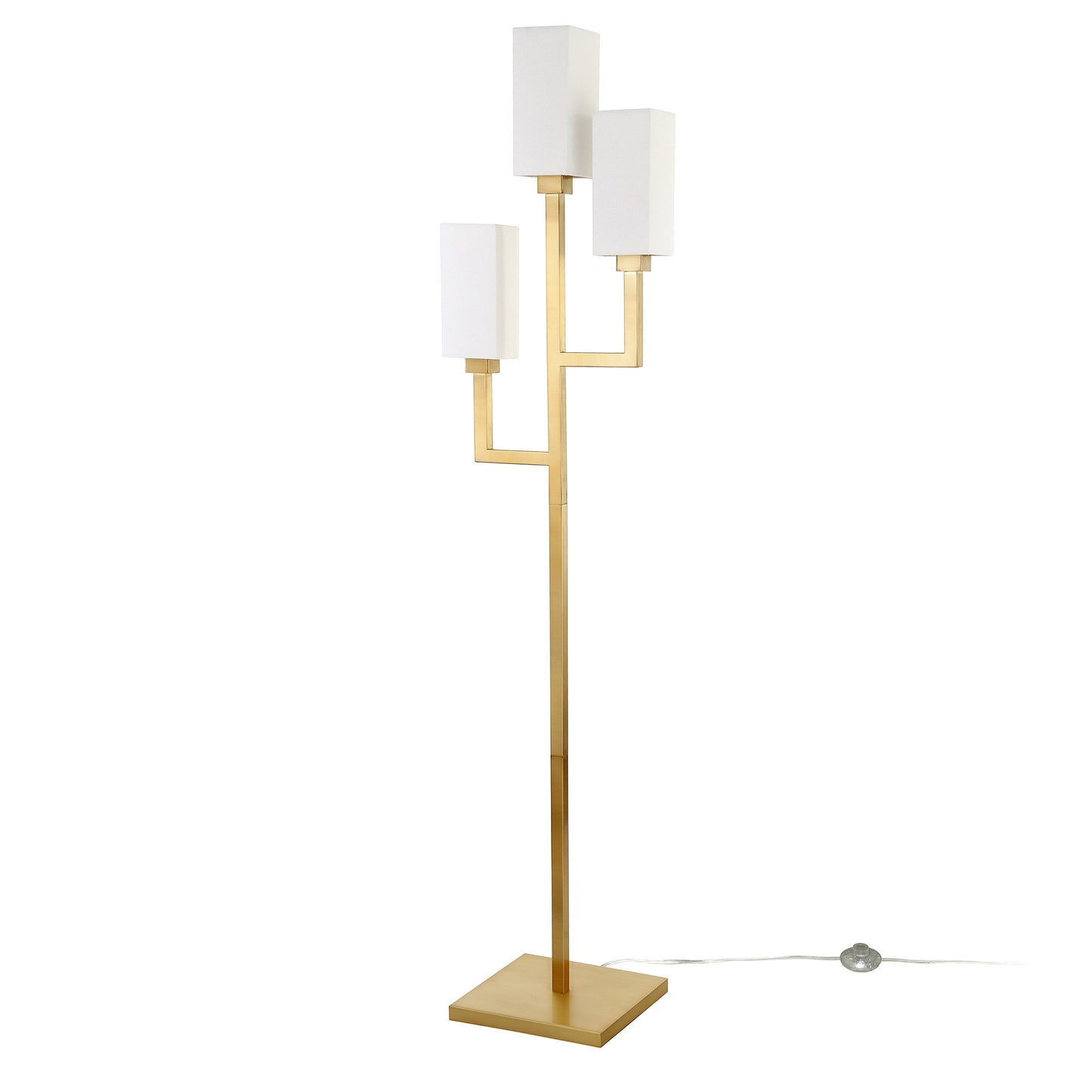 Brass 3-Light Torchiere Floor Lamp w/ Shade
