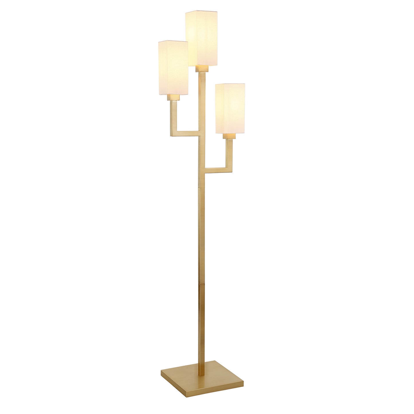 Brass 3-Light Torchiere Floor Lamp w/ Shade