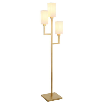 Brass 3-Light Torchiere Floor Lamp w/ Shade