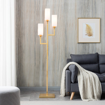 Brass 3-Light Torchiere Floor Lamp w/ Shade