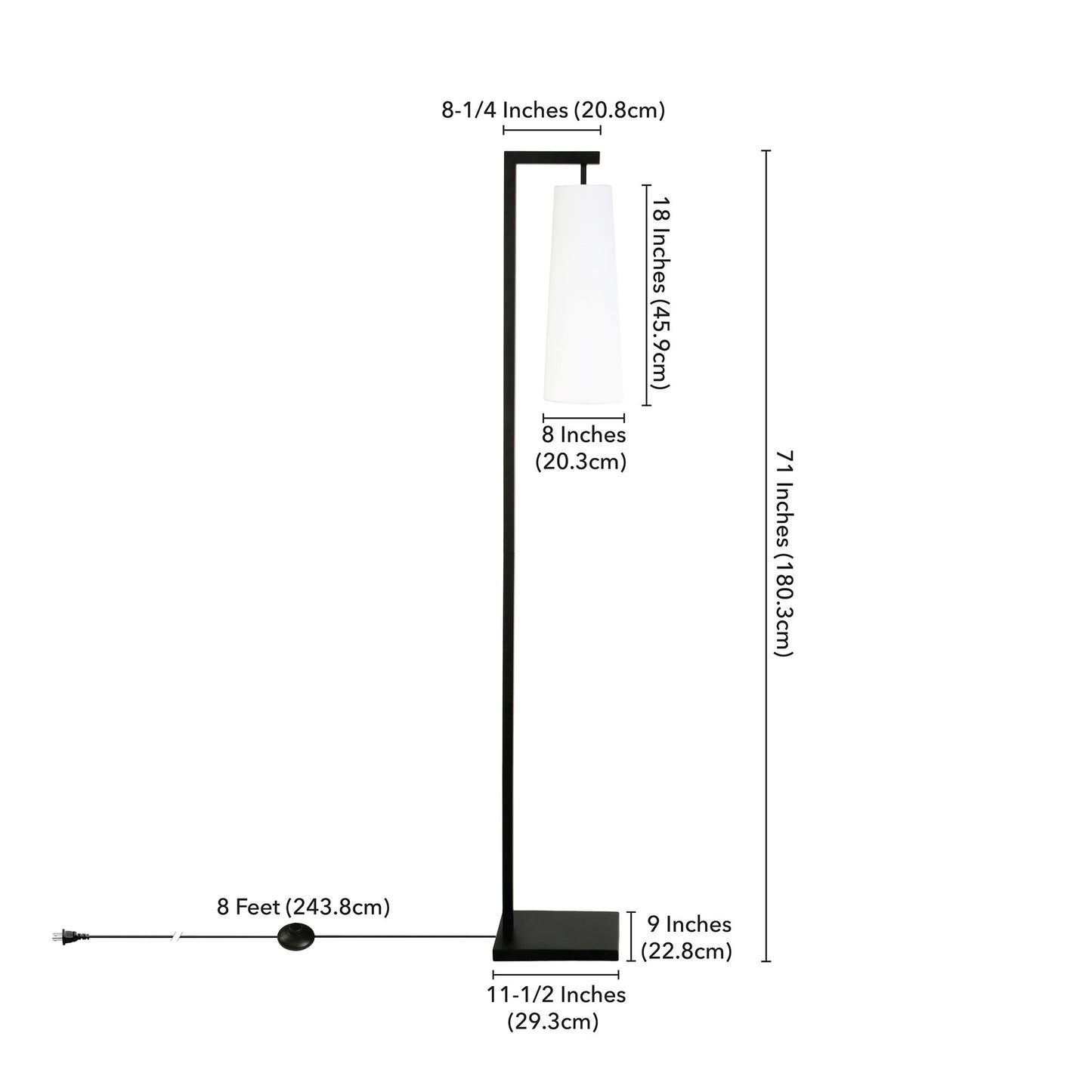 Black Reading Floor Lamp w/ Shade