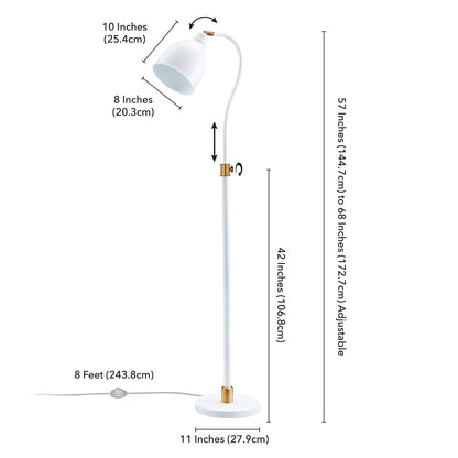 Brass Adjustable Reading Floor Lamp w/ Shade