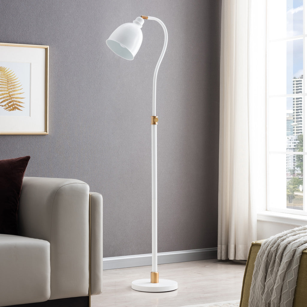 Brass Adjustable Reading Floor Lamp w/ Shade