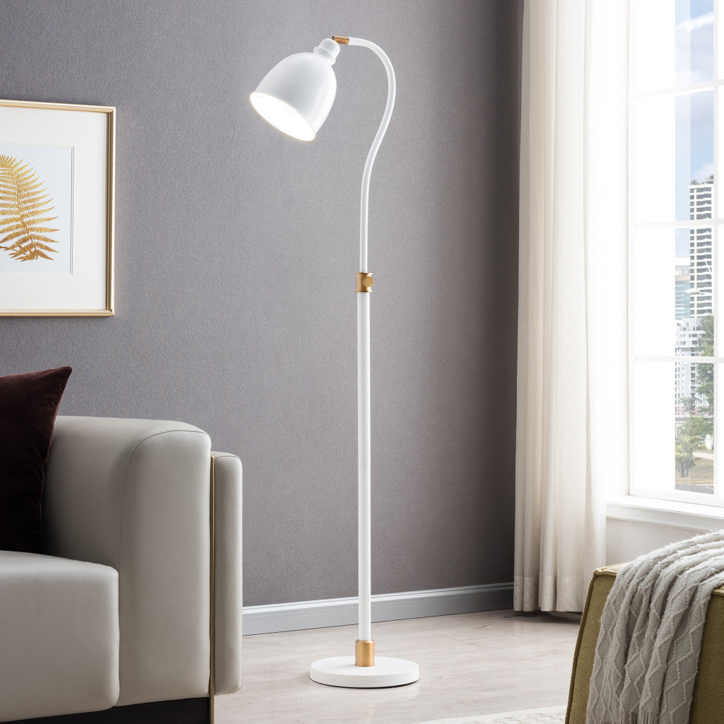 Brass Adjustable Reading Floor Lamp w/ Shade