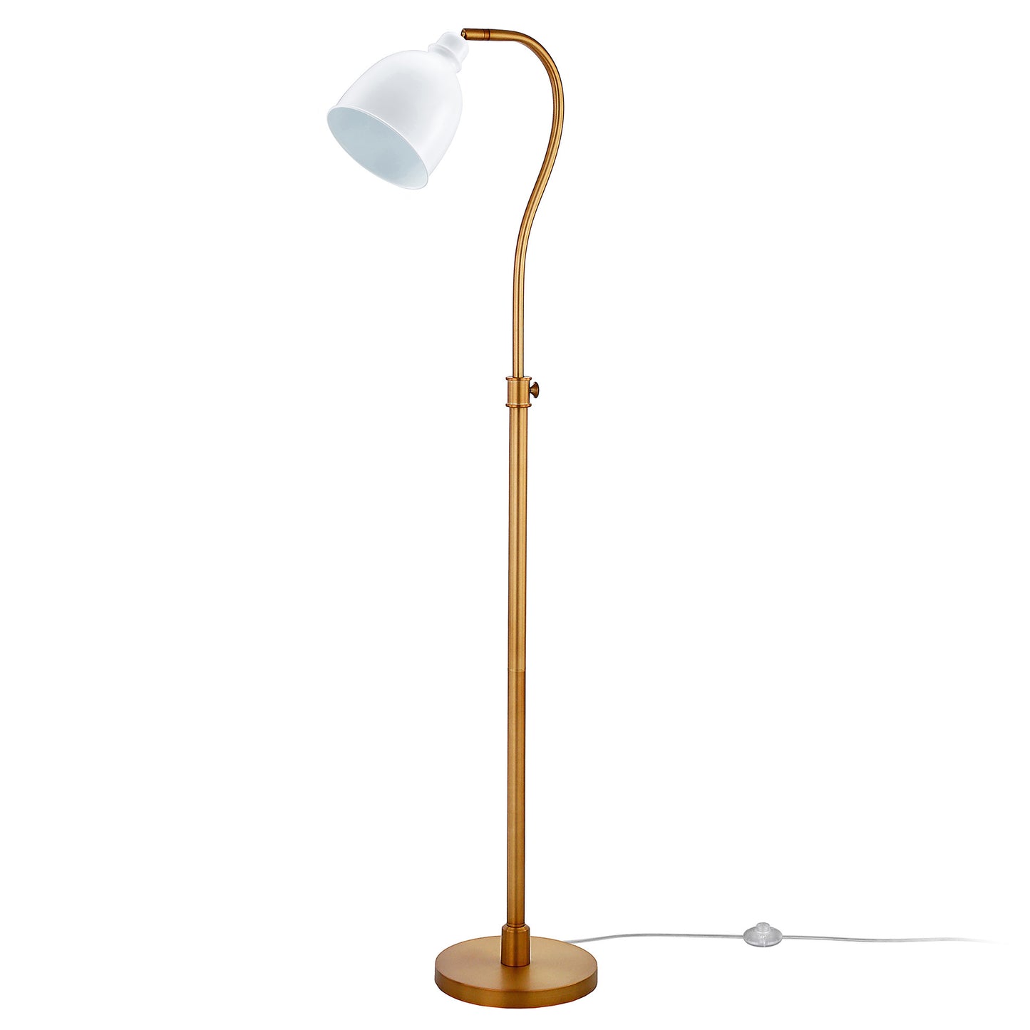 Brass Adjustable Reading Floor Lamp w/ Shade