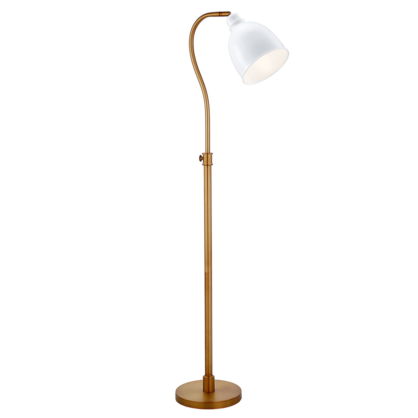 Brass Adjustable Reading Floor Lamp w/ Shade