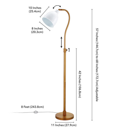 Brass Adjustable Reading Floor Lamp w/ Shade