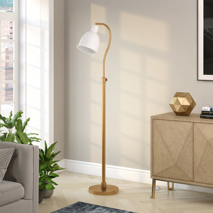 Brass Adjustable Reading Floor Lamp w/ Shade