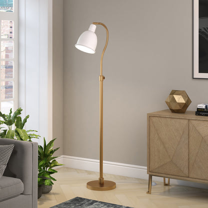Brass Adjustable Reading Floor Lamp w/ Shade
