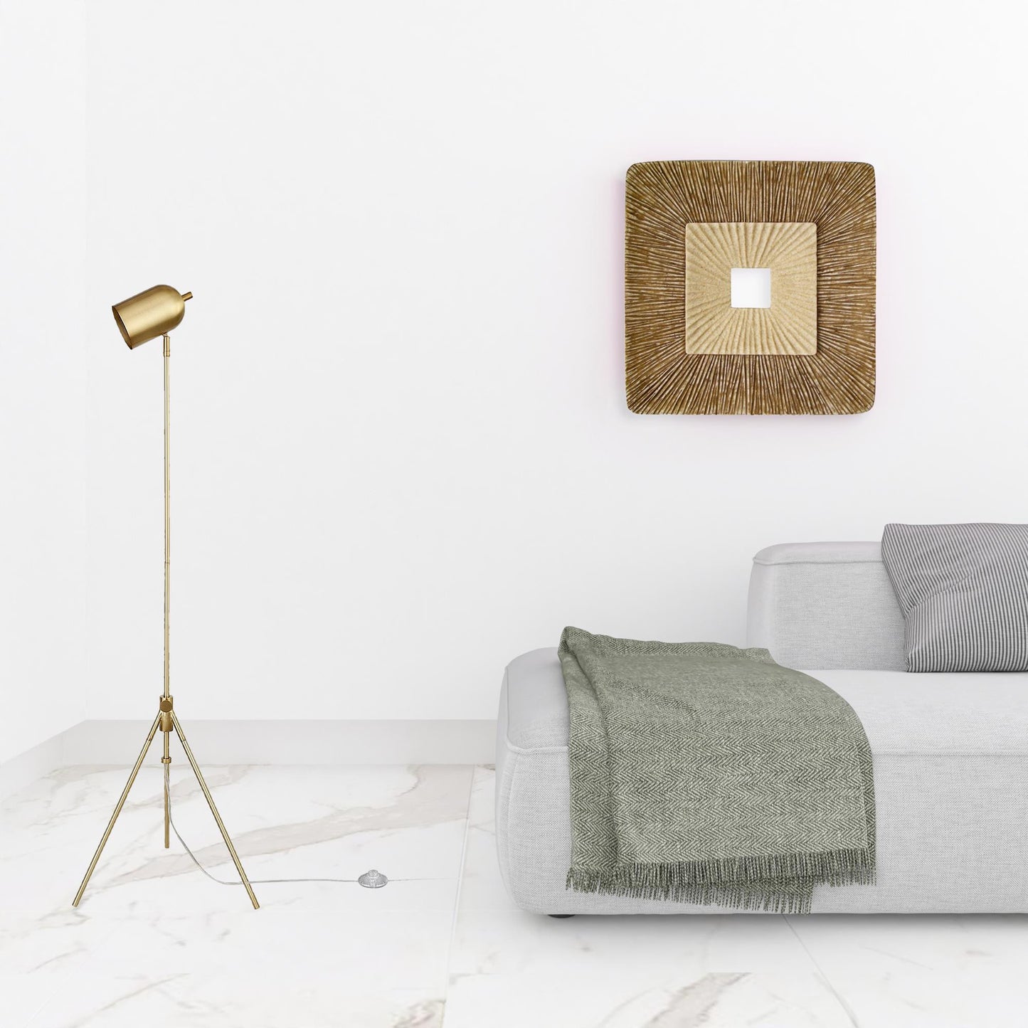Brass Tripod Floor Lamp w/ Shade