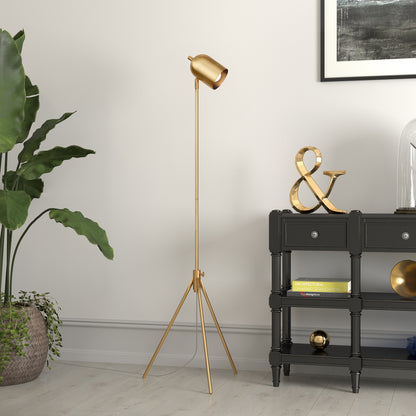 Brass Tripod Floor Lamp w/ Shade