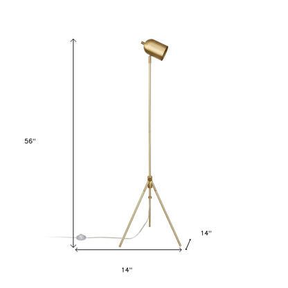 Brass Tripod Floor Lamp w/ Shade