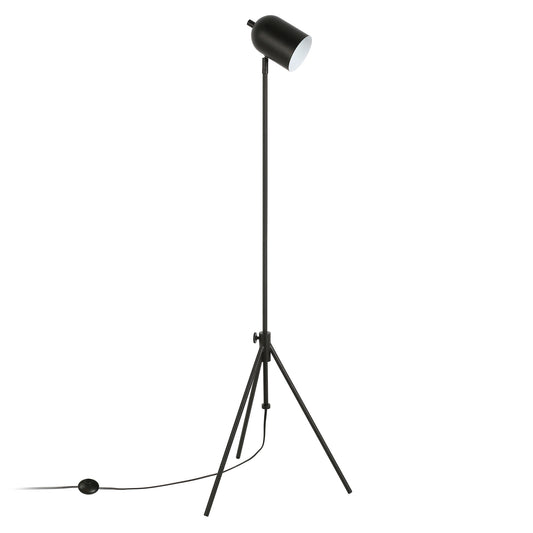 Black Adjustable Tripod Floor Lamp w/ Black Shade
