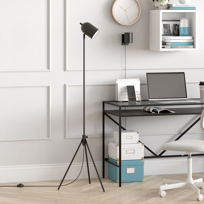 Black Adjustable Tripod Floor Lamp w/ Black Shade