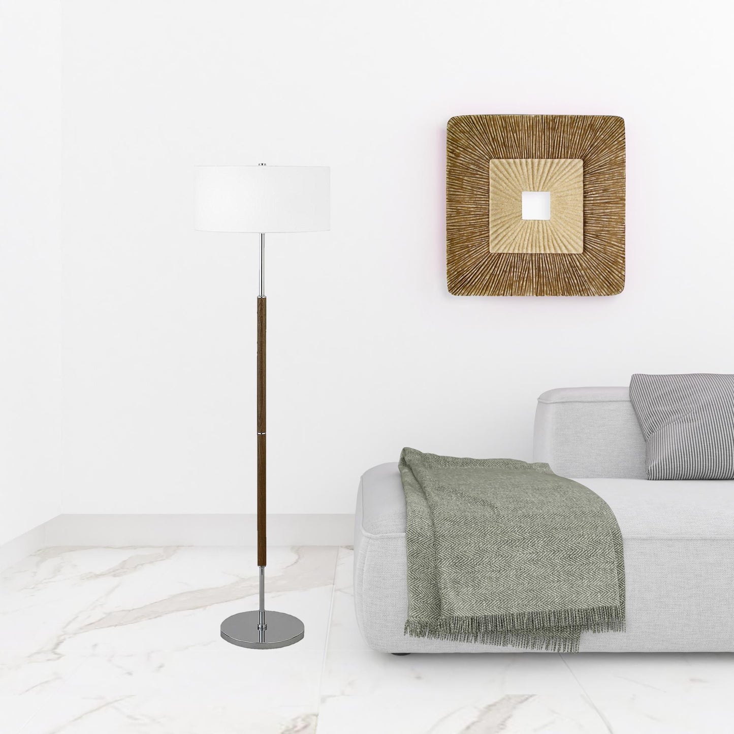 Nickel 2-Light Floor Lamp w/ Shade