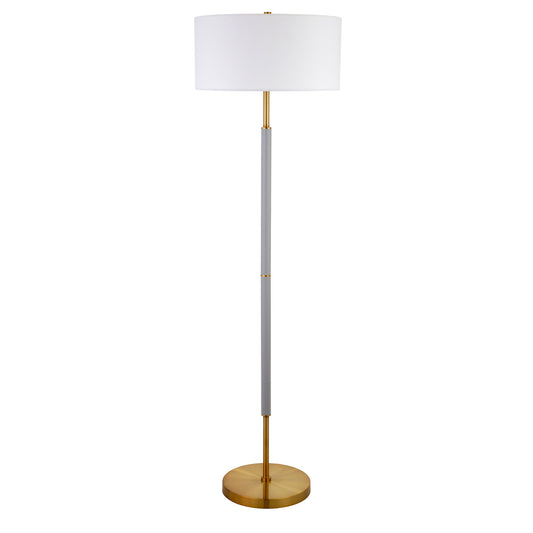 Brass 2-Light Floor Lamp w/ Shade