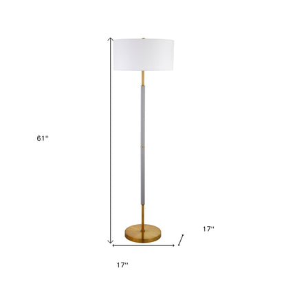Brass 2-Light Floor Lamp w/ Shade