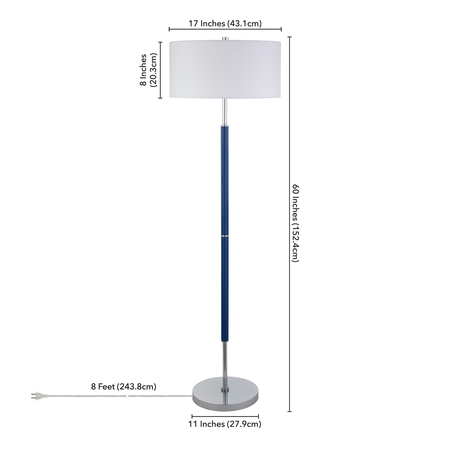 Blue 2-Light Floor Lamp w/ Shade