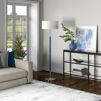 Blue 2-Light Floor Lamp w/ Shade