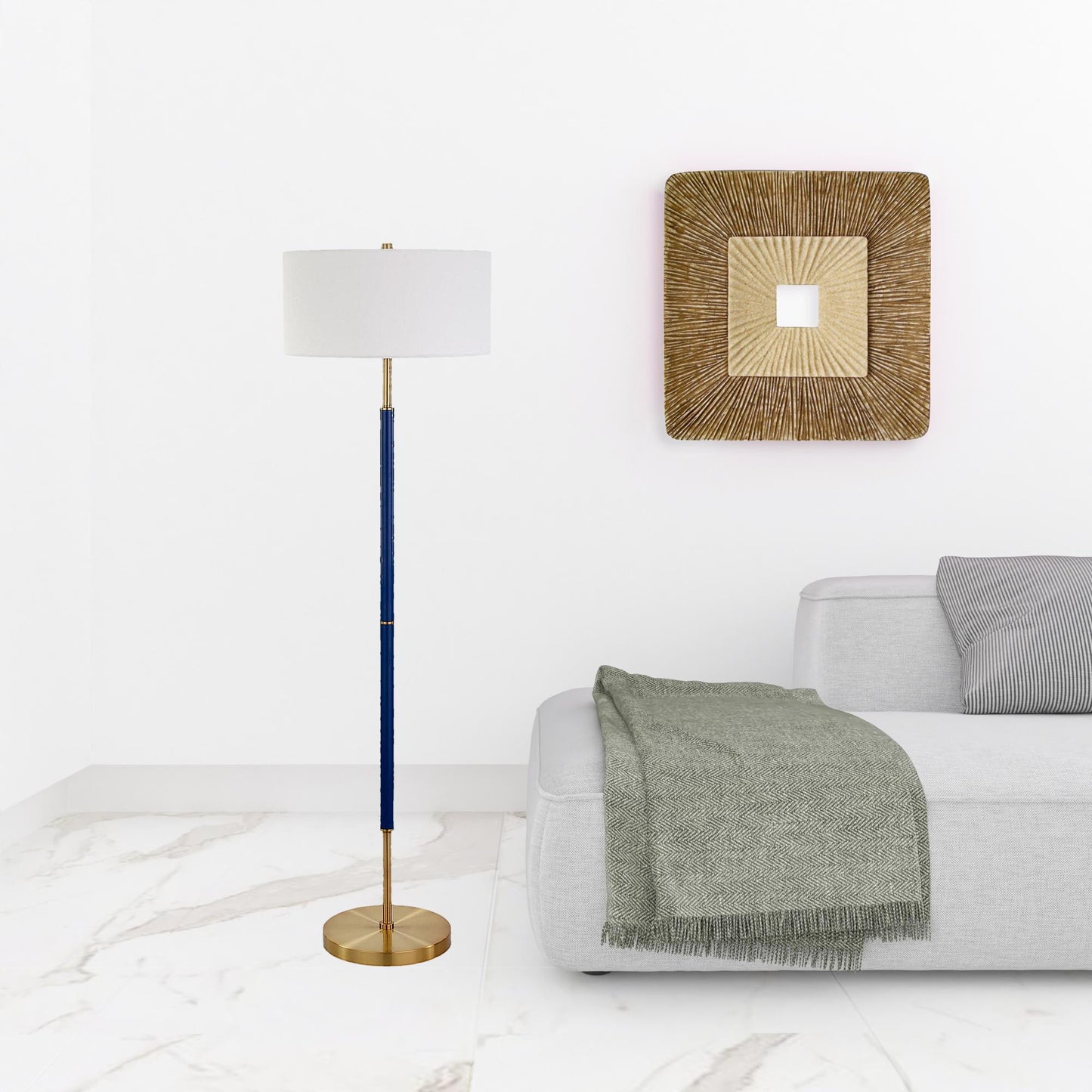 Brass 2-Light Floor Lamp w/ Shade