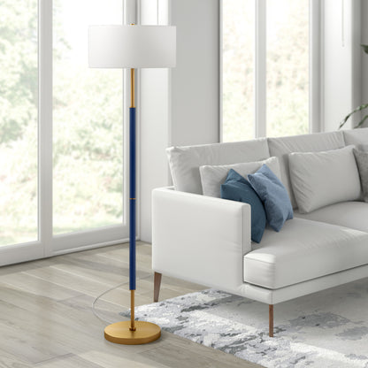 Brass 2-Light Floor Lamp w/ Shade