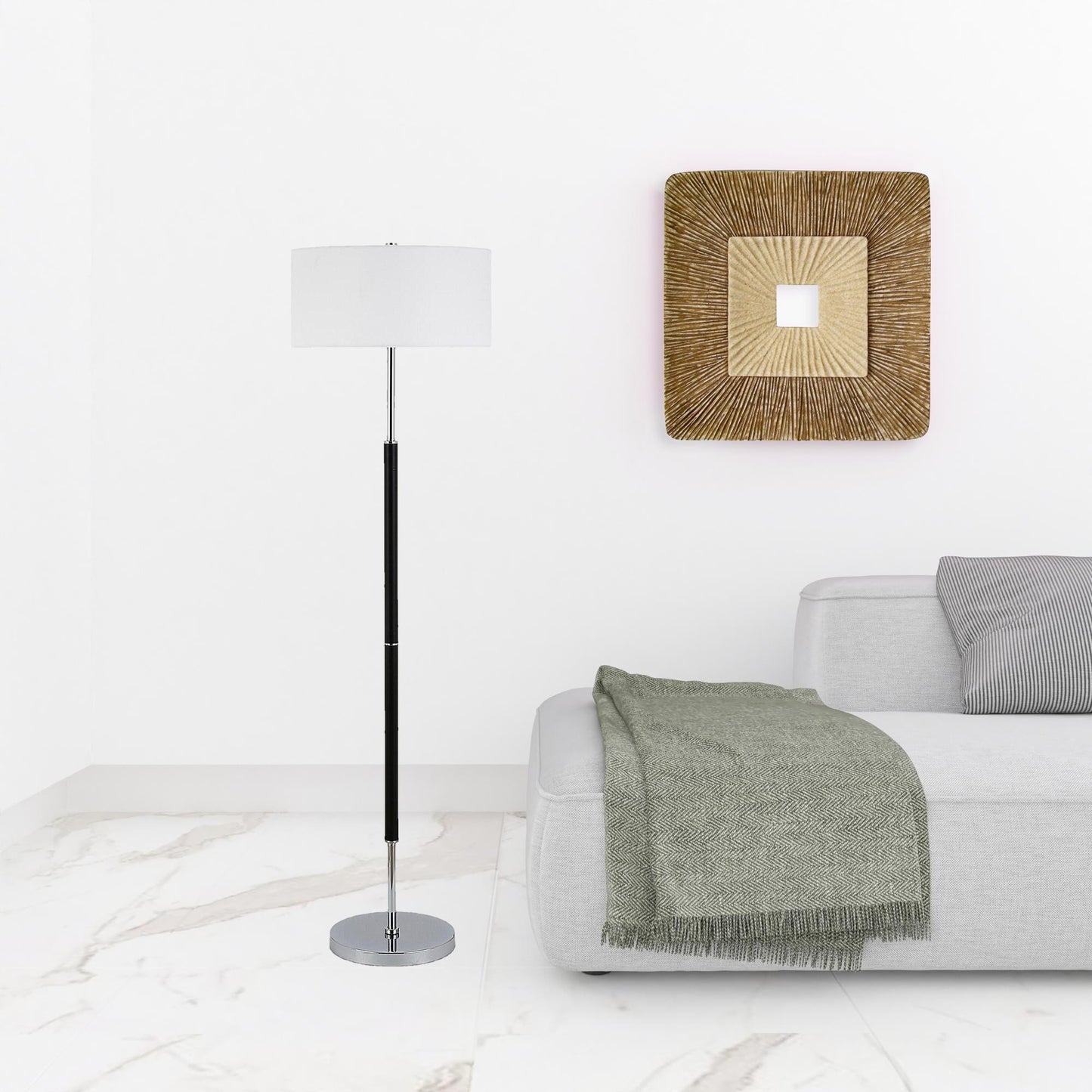 Black 2-Light Floor Lamp w/ Shade