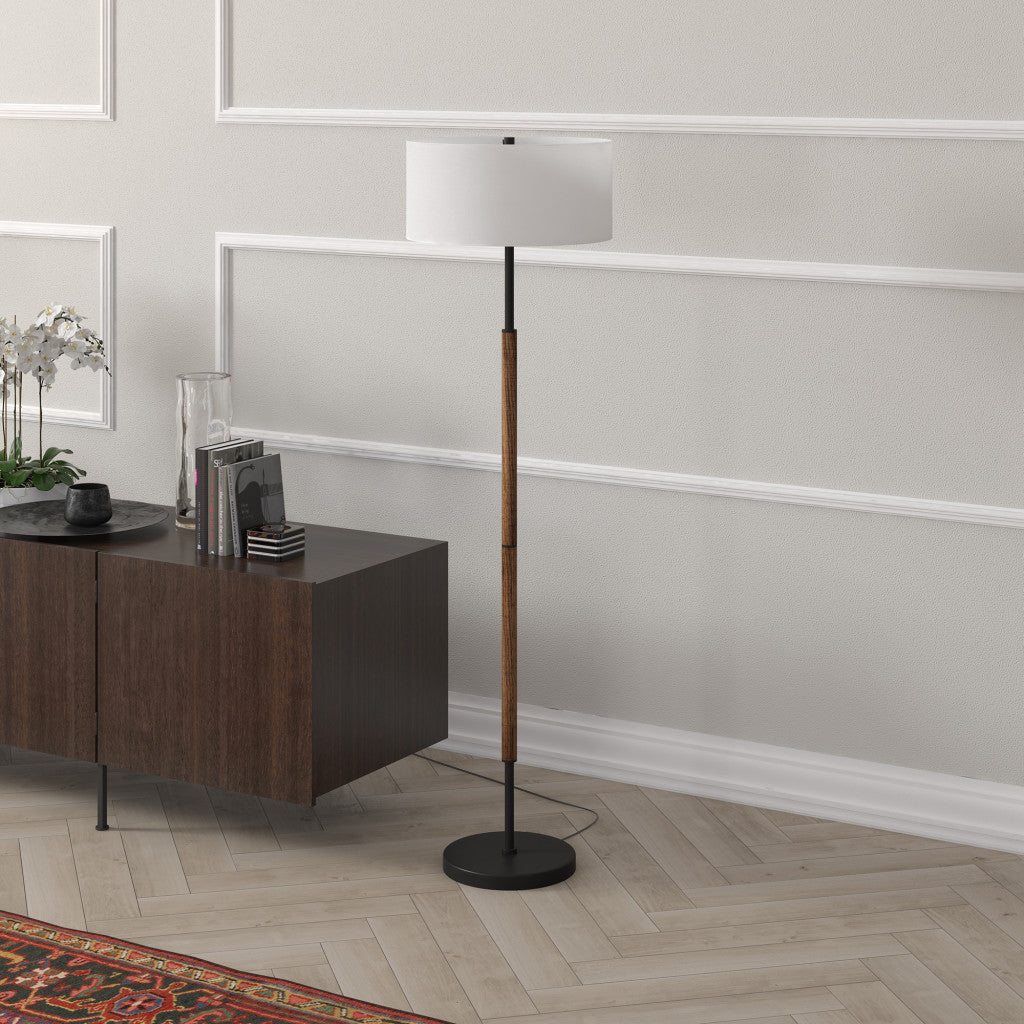 Black 2-Light Floor Lamp w/ Shade
