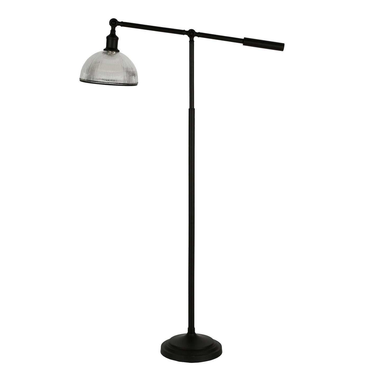 Black Swing Arm Floor Lamp w/ Clear Glass Shade
