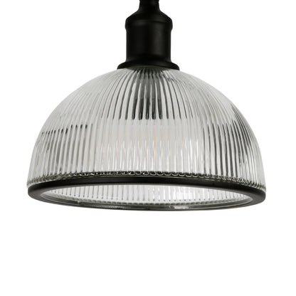 Black Swing Arm Floor Lamp w/ Clear Glass Shade