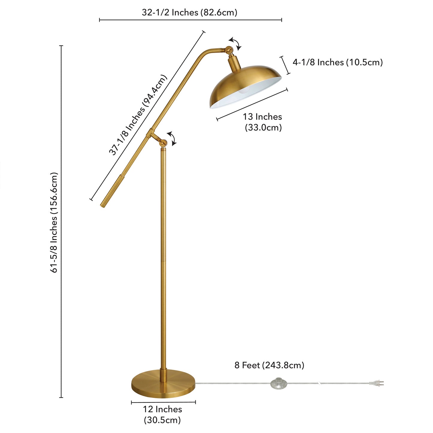 Brass Reading Floor Lamp w/ Shade