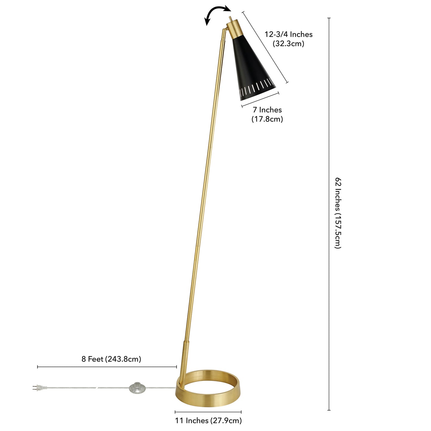 Black Reading Floor Lamp w/ Black Shade