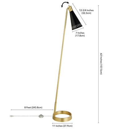 Black Reading Floor Lamp w/ Black Shade